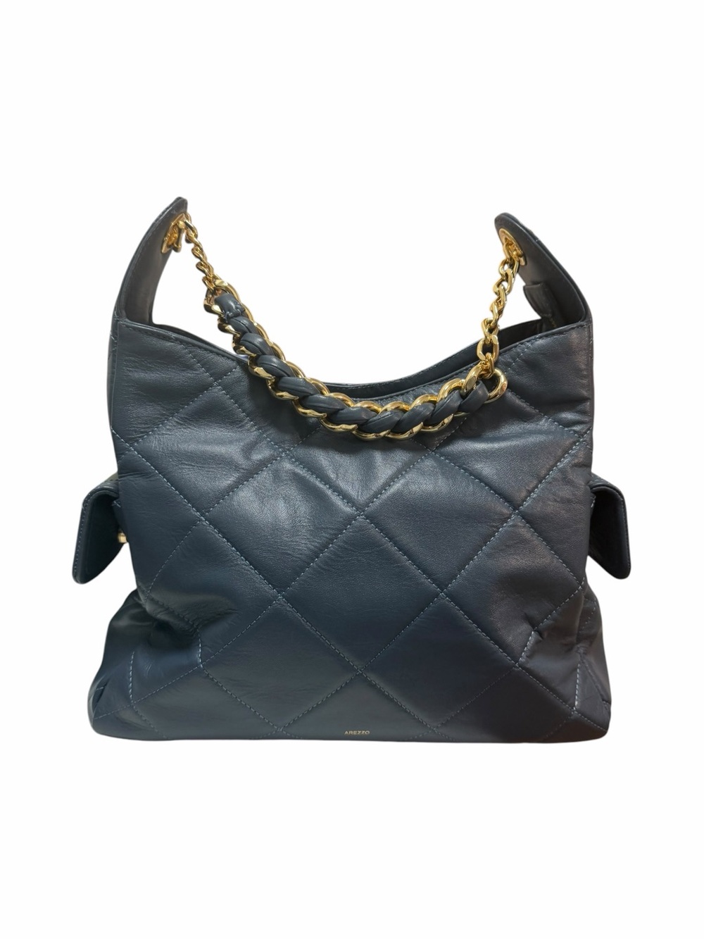 Arezzo Quilted Blue Diamonds Leather Satchel Handbag